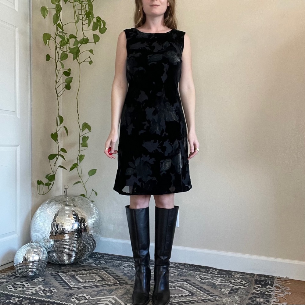 Vintage Benjamin A. Velvet Burnout Midi Dress - Picture 1 of 15